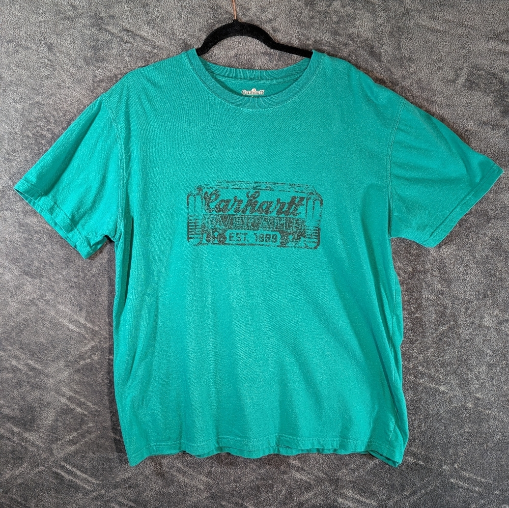 Unisex "Carhartt Over Alls" Est 1889 Emblem T-Shirt Size L Kelly Green